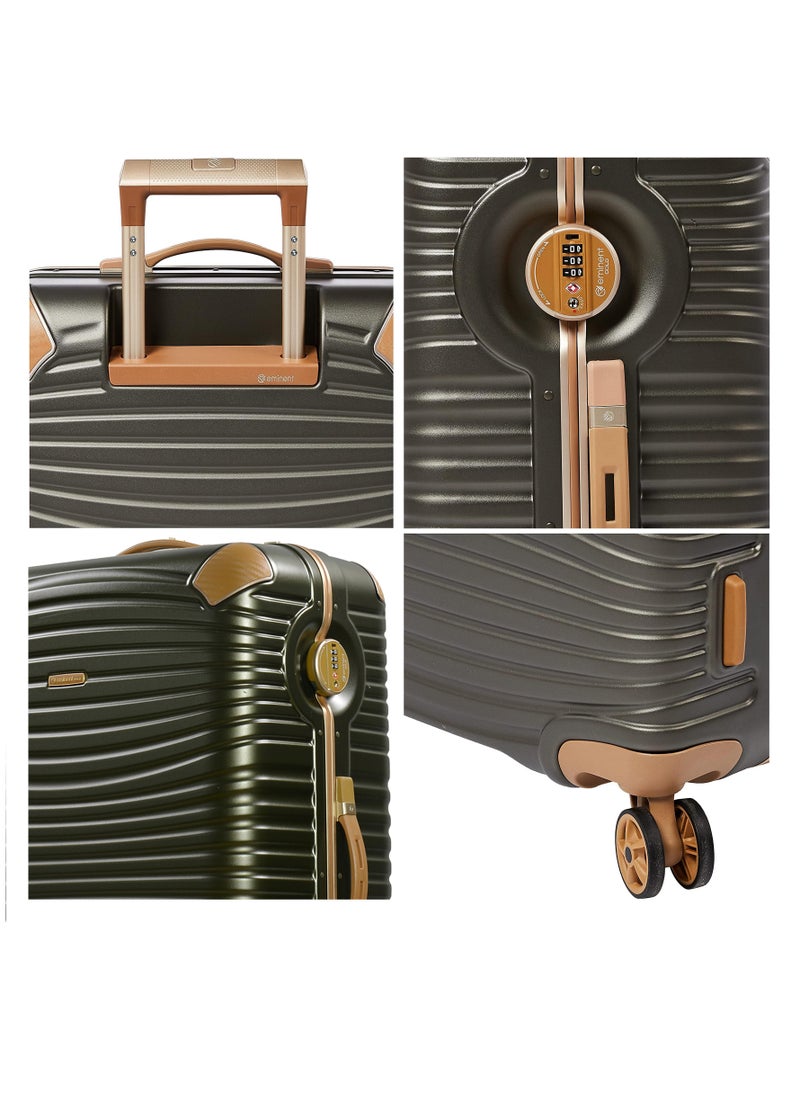 eminent Hard Case Travel Bags Makrolon Polycarbonate Gold Jetstream Aluminum Frame Luggage Zipper Less Suitcase Extra Corner Protection Double Tsa Lock E9R1 Set of 3 Dark Olive  - Image 4