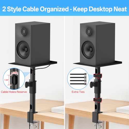 Yibracki Studio Monitor Stands for PreSonus, JBL Nano K and More Monitor Speaker Stands, Adjustable Height & Tilt & Swivel Desk Bookshelf Speaker Stands for KRK, Klipsch, Polk and More Wr Headphone Holder - Image 5