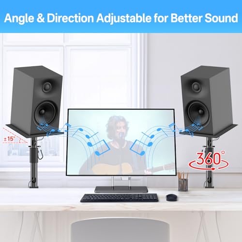 Yibracki Studio Monitor Stands for PreSonus, JBL Nano K and More Monitor Speaker Stands, Adjustable Height & Tilt & Swivel Desk Bookshelf Speaker Stands for KRK, Klipsch, Polk and More Wr Headphone Holder - Image 4
