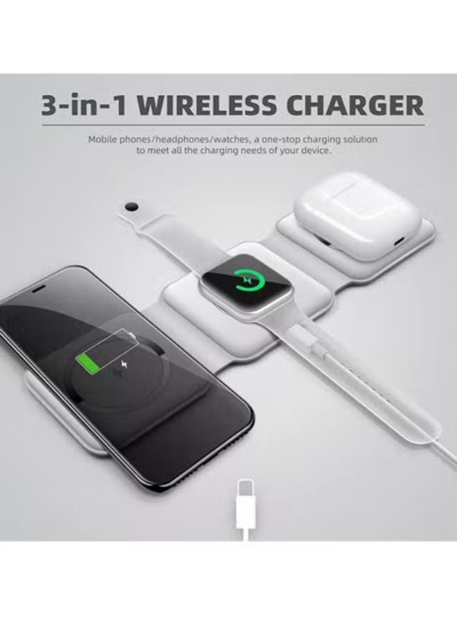 SHOPI Wireless Charging, 3 in 1 Wireless Charger,Wireless Magnetic Fast Charging Foldable Dock station Charger for iPhone 13/12/11/8/Pro/Max,for iWatch,forAirPods 3/2/Pro and for Samsung - Image 1