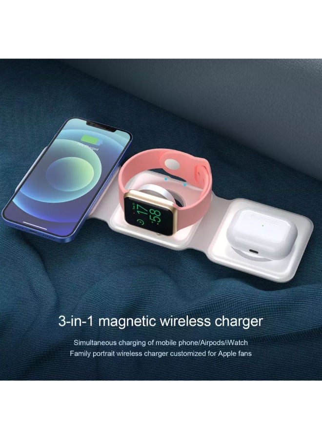 SHOPI Wireless Charging, 3 in 1 Wireless Charger,Wireless Magnetic Fast Charging Foldable Dock station Charger for iPhone 13/12/11/8/Pro/Max,for iWatch,forAirPods 3/2/Pro and for Samsung - Image 4