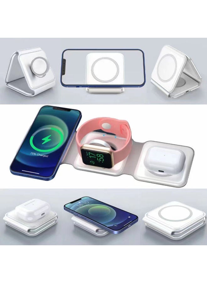 SHOPI Wireless Charging, 3 in 1 Wireless Charger,Wireless Magnetic Fast Charging Foldable Dock station Charger for iPhone 13/12/11/8/Pro/Max,for iWatch,forAirPods 3/2/Pro and for Samsung - Image 2