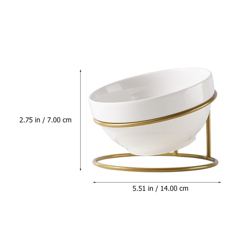 Homoyoyo Raised Ceramic Cat Bowl With Tilted Iron Stand Whisker Friendly For Kittens - Image 3