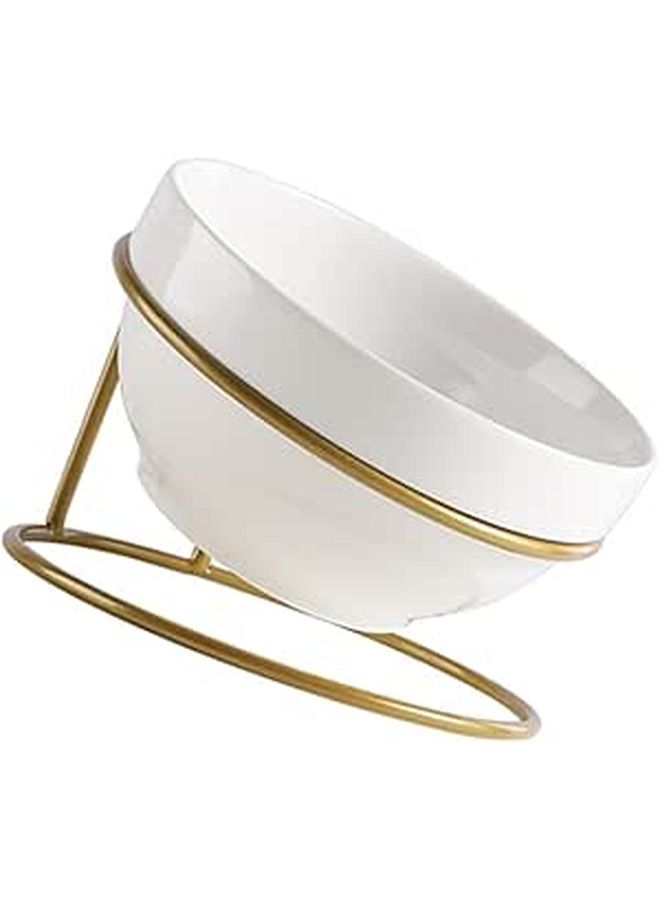Homoyoyo Raised Ceramic Cat Bowl With Tilted Iron Stand Whisker Friendly For Kittens - Image 1