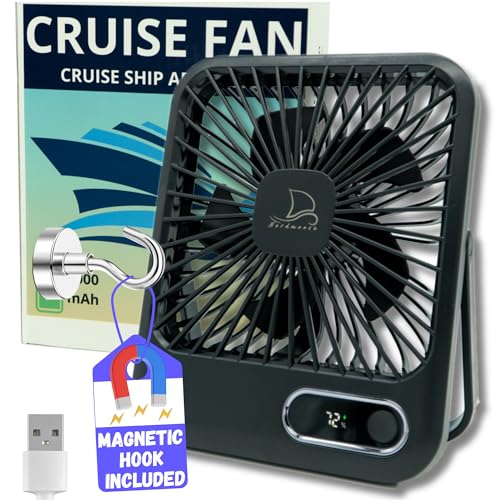 Nordmoose Cruise Fan Cabin Approved - Magnetic Hook Included To Hang On Walls - Portable USB Rechargeable & Plug-In, Timer Function & 5-Speed Adjustable, White Noise, Long Battery Life, Perfect for 2026 Cruises - Image 1