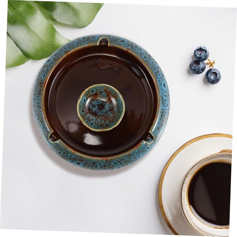 منفضة سجائر خزفية كبيرة مقاومة للرياح لحامل الرماد للمنزل والمكتب والفسحة سهلة التنظيف كملحق زخرفي - Image 5