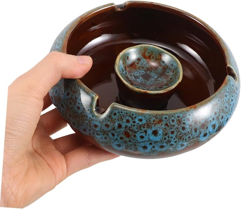 منفضة سجائر خزفية كبيرة مقاومة للرياح لحامل الرماد للمنزل والمكتب والفسحة سهلة التنظيف كملحق زخرفي - Image 4