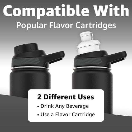 Chill Oasis Water Bottle Compatible With Popular Flavor Cartridges BPA Free Leak Proof DoubleWalled Vacuum Insulated Stainless Steel and Dishwasher Safe Cold for 24 Hours Black 12oz - Image 3