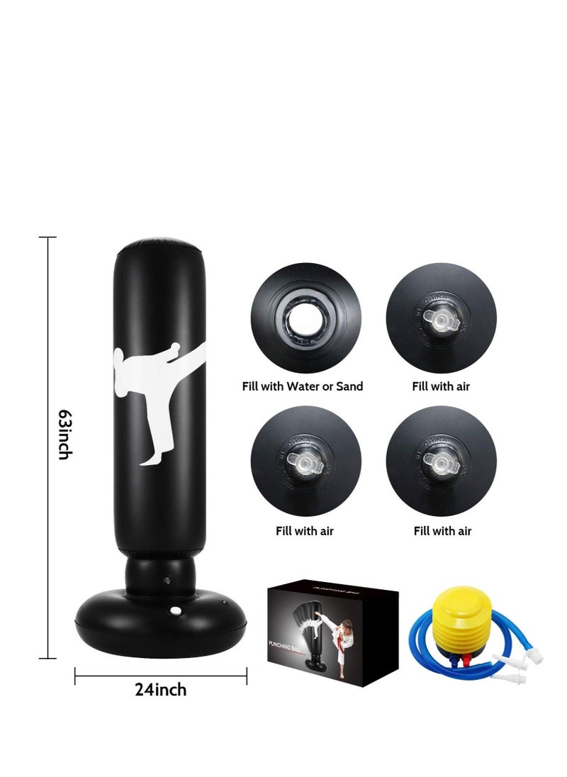 Generic - Punching Bag for Kids, 63 Inch Freestanding Boxing Inflatable Punching Bag for Kids, Bounce Back for Practicing Karate, Taekwondo, MMA, Fitness Freestanding Boxing Bag (Air Pump Included) - Image 1