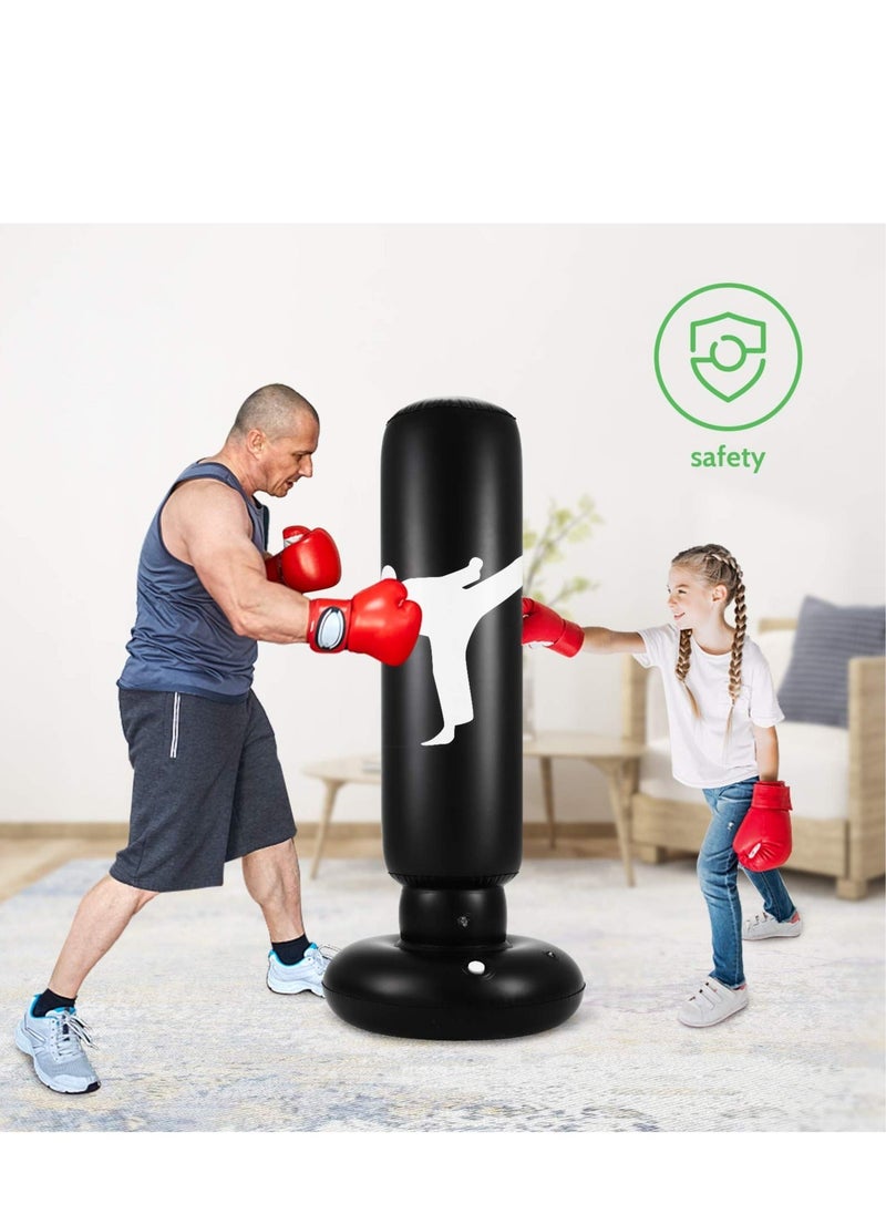 Generic - Punching Bag for Kids, 63 Inch Freestanding Boxing Inflatable Punching Bag for Kids, Bounce Back for Practicing Karate, Taekwondo, MMA, Fitness Freestanding Boxing Bag (Air Pump Included) - Image 1