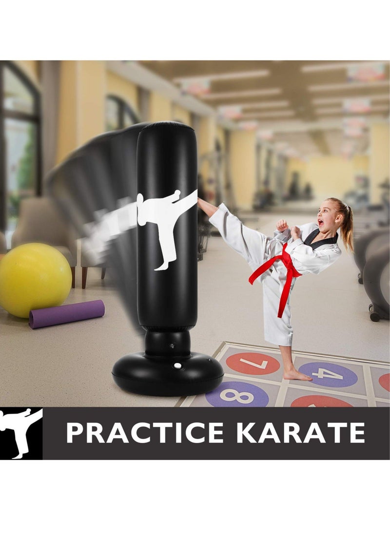 Generic - Punching Bag for Kids, 63 Inch Freestanding Boxing Inflatable Punching Bag for Kids, Bounce Back for Practicing Karate, Taekwondo, MMA, Fitness Freestanding Boxing Bag (Air Pump Included) - Image 1
