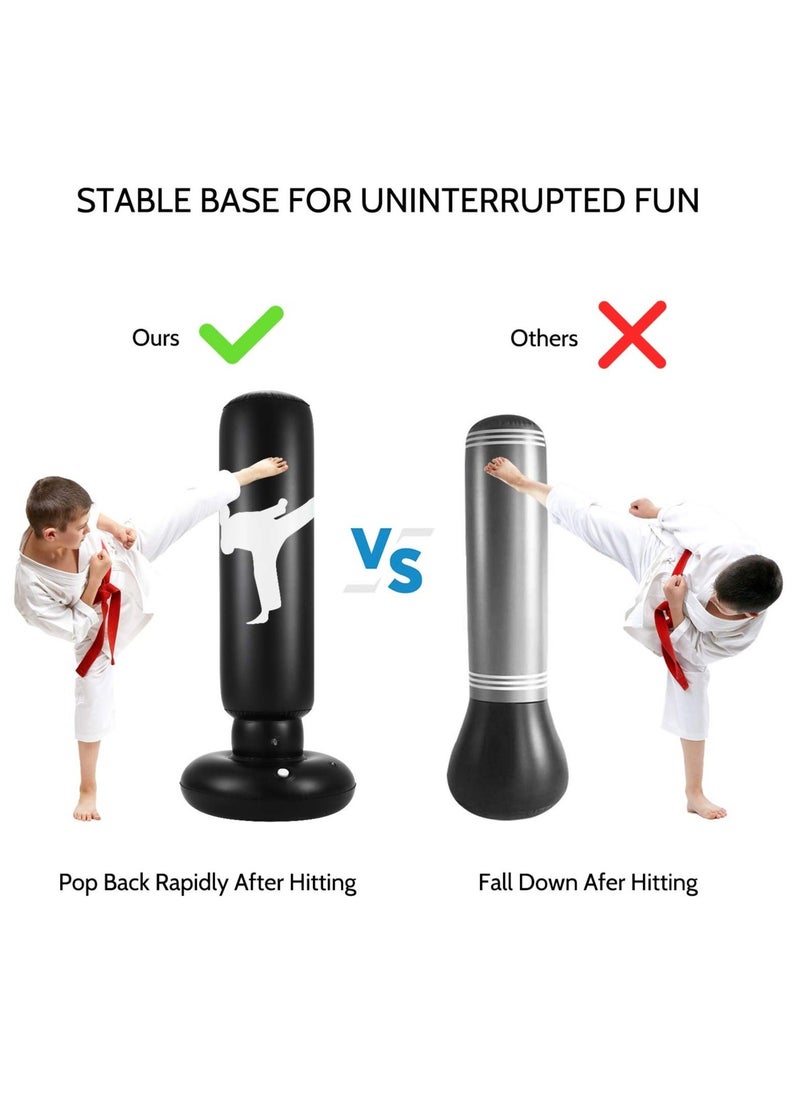 Generic - Punching Bag for Kids, 63 Inch Freestanding Boxing Inflatable Punching Bag for Kids, Bounce Back for Practicing Karate, Taekwondo, MMA, Fitness Freestanding Boxing Bag (Air Pump Included) - Image 1