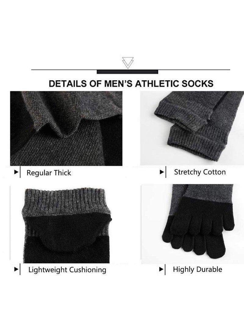 Y&D Men's Toe Socks Crew Cotton Five Fingers Low Cut Running Athletic 4 Pairs Size 7-11  - Image 3