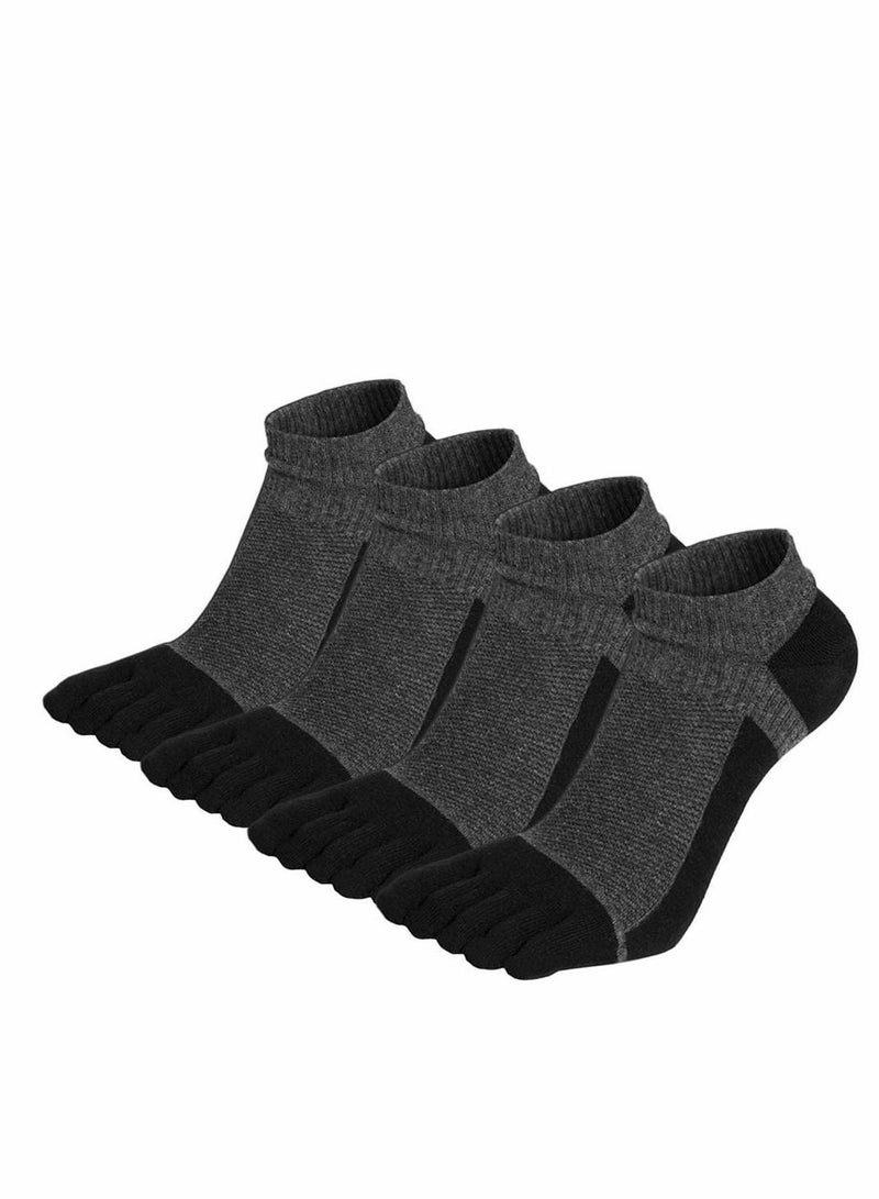 Y&D Men's Toe Socks Crew Cotton Five Fingers Low Cut Running Athletic 4 Pairs Size 7-11  - Image 1