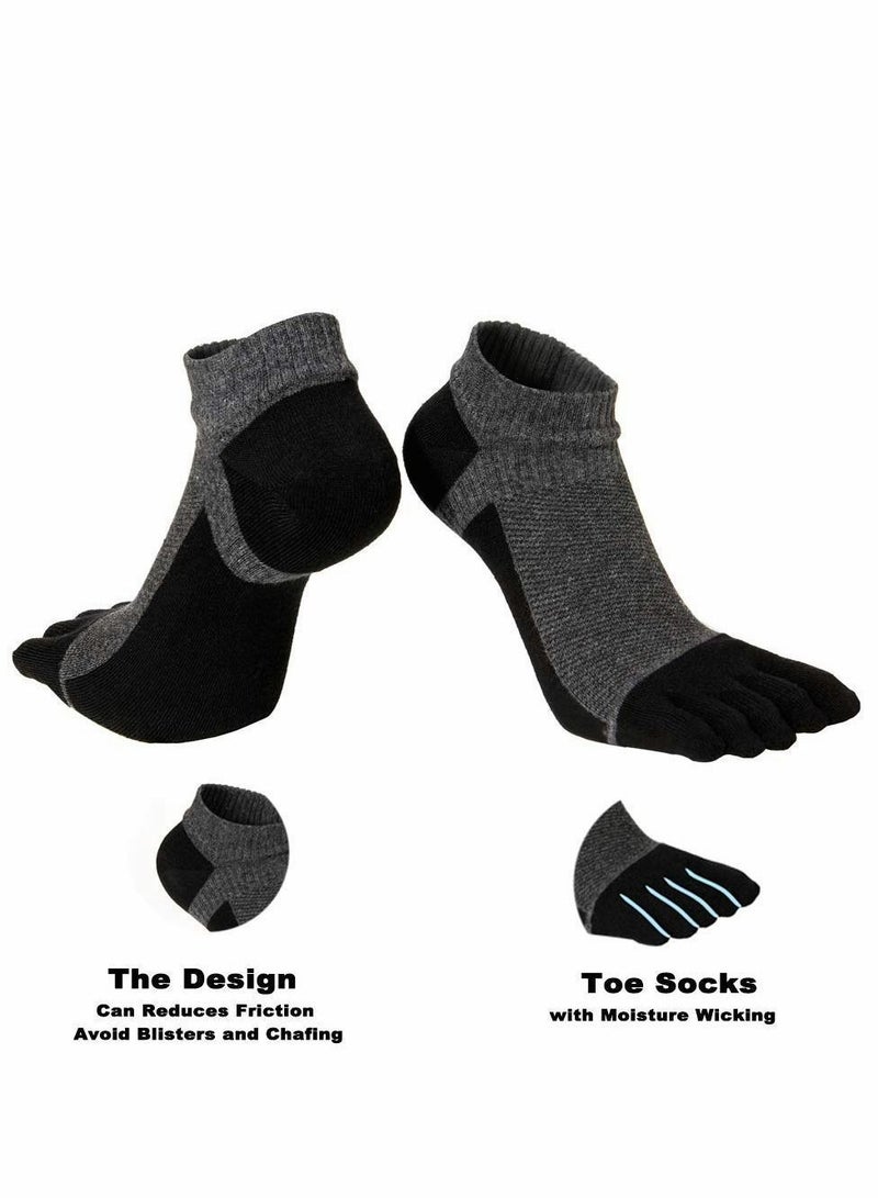 Y&D Men's Toe Socks Crew Cotton Five Fingers Low Cut Running Athletic 4 Pairs Size 7-11  - Image 4
