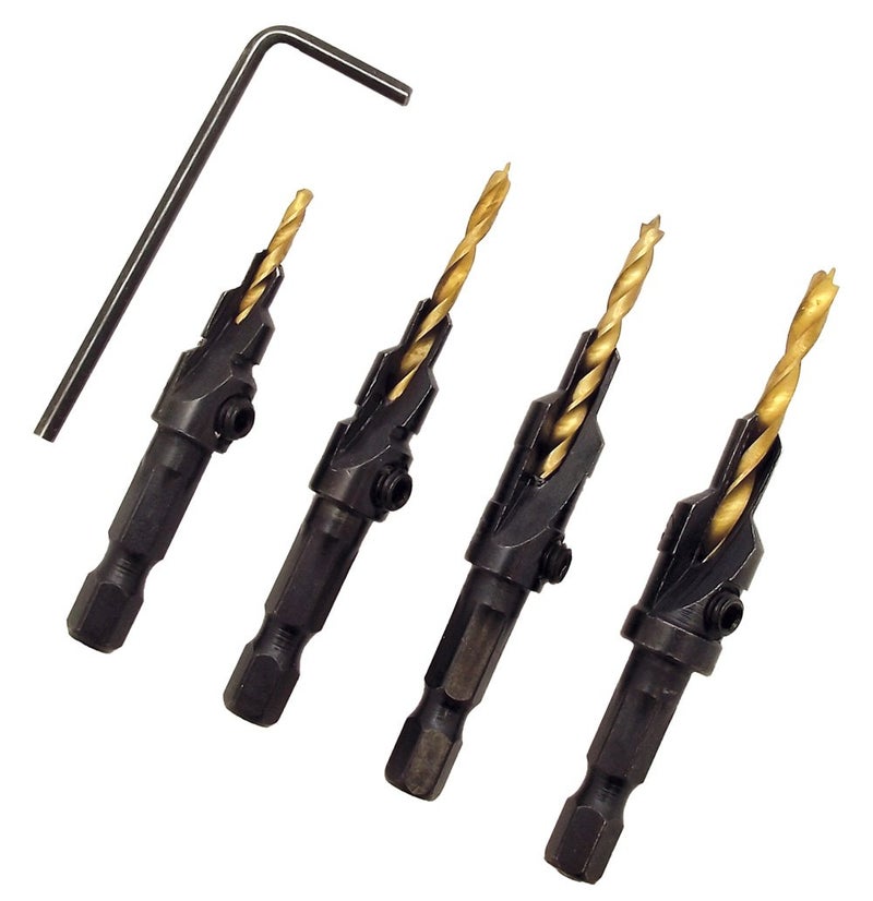 Milescraft 5341 4 pc. CounterBitSet - Countersink Drill Bit Set #6, 8, 10, 12, black