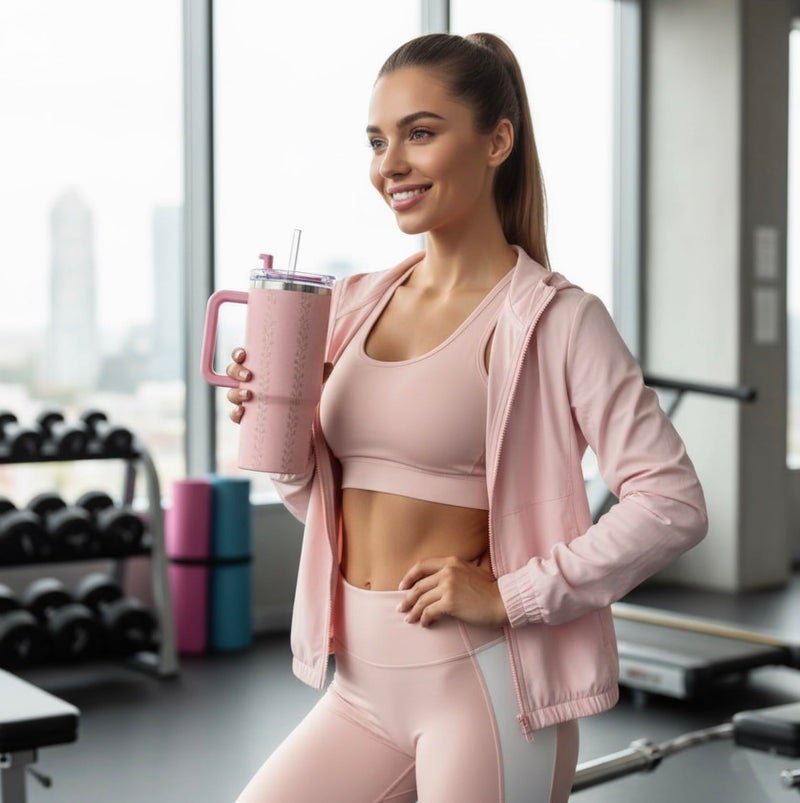 Vaanar Sena 1200ML Stainless Steel Tumbler with Steel Straw | Vacuum Insulated Tumbler for Water, Iced Tea or Coffee, Office, Gym, Travelling (Pink) - Image 3