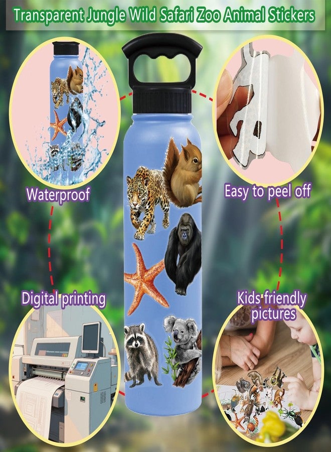 BLIJOLA Animal Stickers for Kids 100Pcs, Transparent Animal Stickers Jungle Wild Safari Zoo Theme for Teens Boys Girls, Waterproof Decals for Scrapbook, Water Bottle, Laptop, Classroom Party Supplies - Image 3