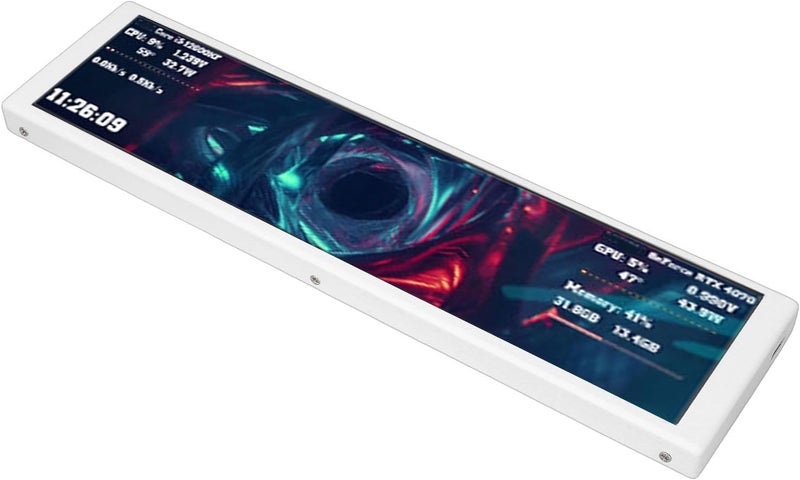 SUNGOOYUE 9.2in Computer Secondary Display, FHD 1920x462 PC CPU GPU Temperature Monitor with Dynamic Video Themes, for 10/11 Laptops Desktops (White) - Image 3