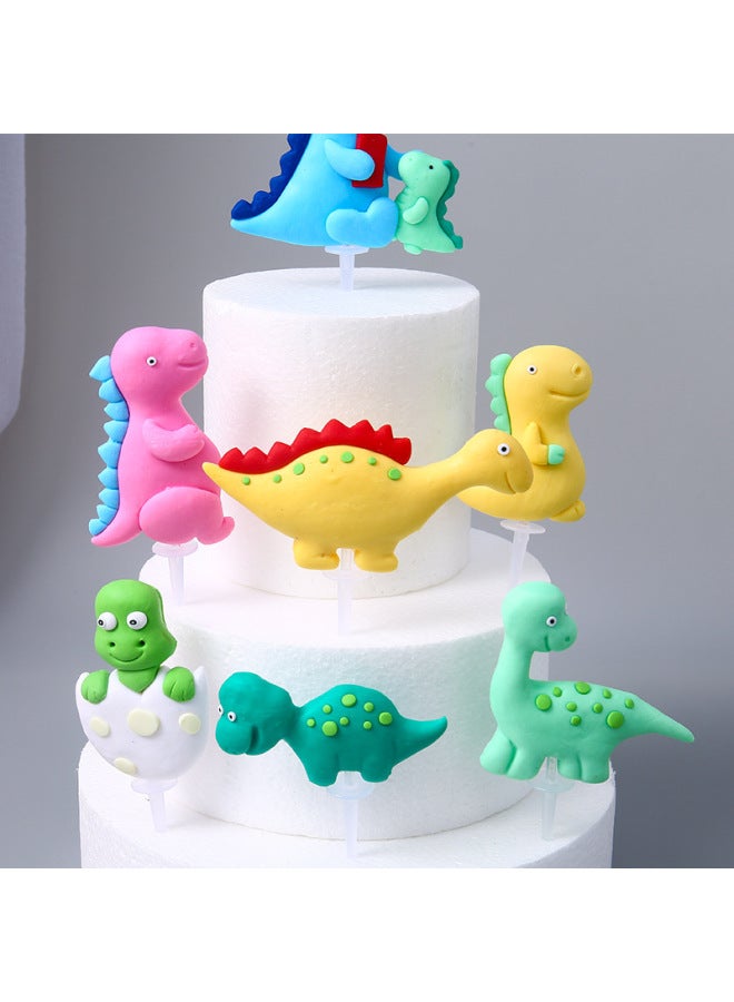 Soft Clay Dinosaur Decorations Lion Tiger Cake Toppers Deer Cartoon Animal Baking Dessert Table Dress Up-Color:Three-dimensional Lion Paper Stick - Image 4