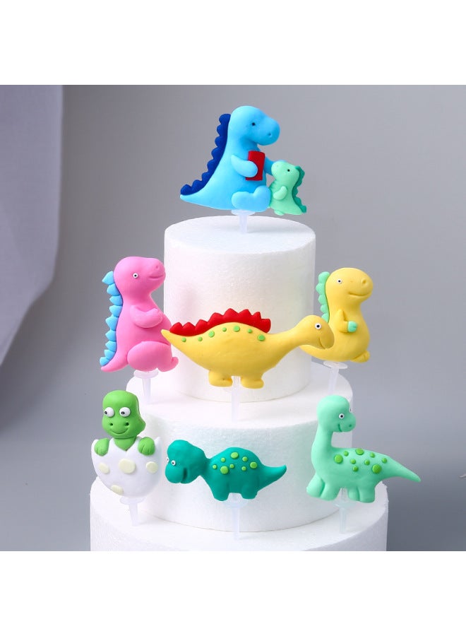 Soft Clay Dinosaur Decorations Lion Tiger Cake Toppers Deer Cartoon Animal Baking Dessert Table Dress Up-Color:Three-dimensional Lion Paper Stick - Image 3
