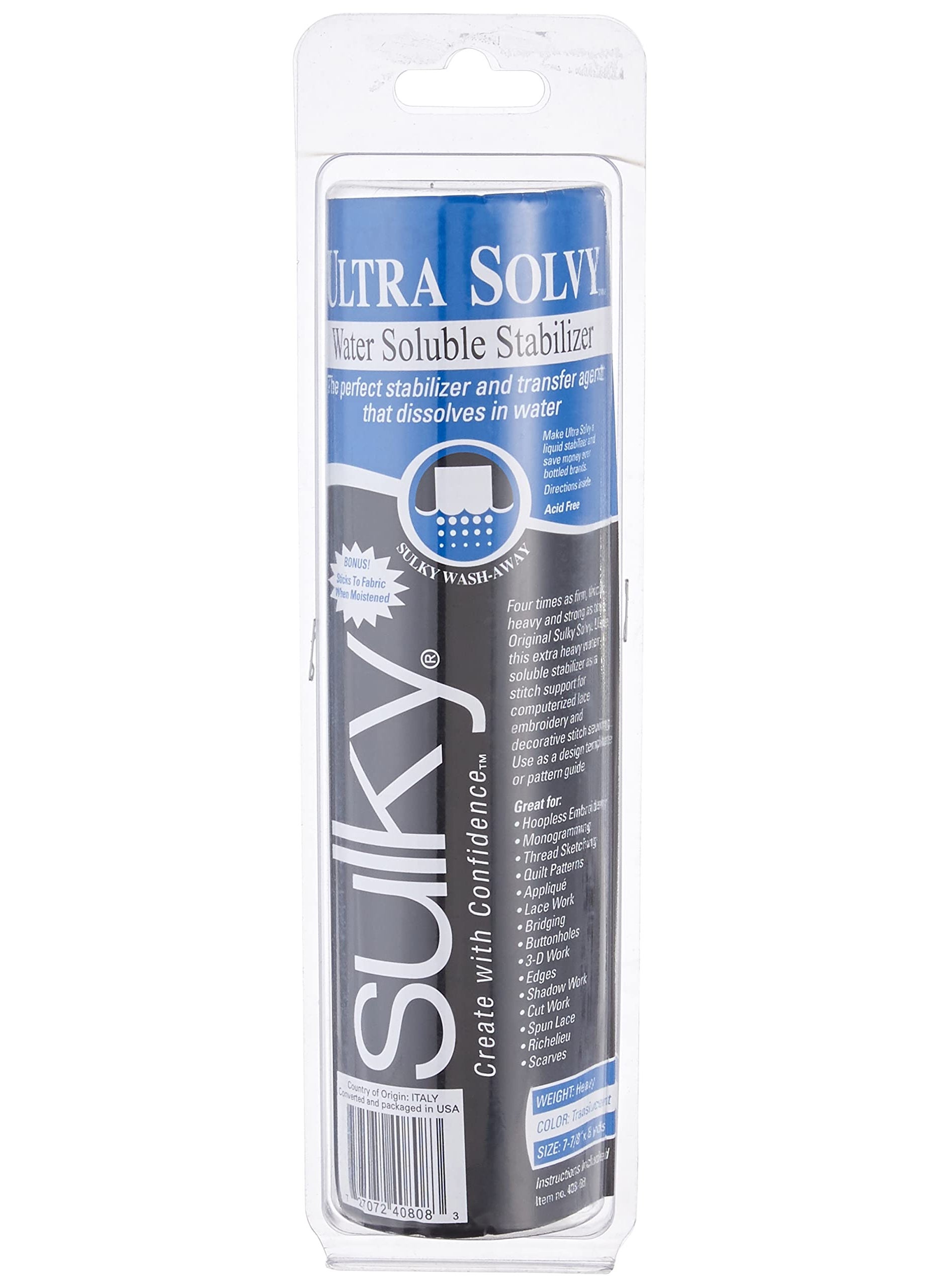 Sulky Sulky Of America Ultra Solvy Extremely Firm  Stable Water Soluble Stabilizer 8 by 8 yd 40808 