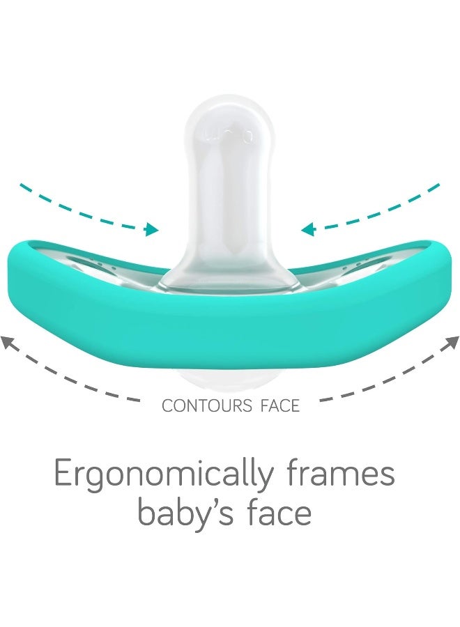 NANOBÃ‰BÃ‰ Nanobebe Baby Pacifiers 0-3 Month - Orthodontic, Curves Comfortably with Face Contour, Award Winning for Breastfeeding Babies, 100% Silicone - BPA Free. Baby Registry Gift 4pk, Teal/Grey - Image 5