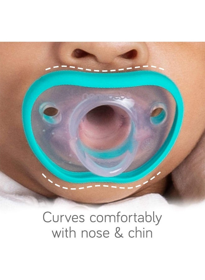 NANOBÃ‰BÃ‰ Nanobebe Baby Pacifiers 0-3 Month - Orthodontic, Curves Comfortably with Face Contour, Award Winning for Breastfeeding Babies, 100% Silicone - BPA Free. Baby Registry Gift 4pk, Teal/Grey - Image 3