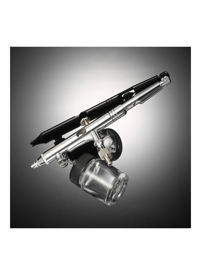 NIBEMINENT Professional Dual-Action Airbrush Kit Set Silver/Black/Blue 15.2x1.2x5.8cm  - Image 2