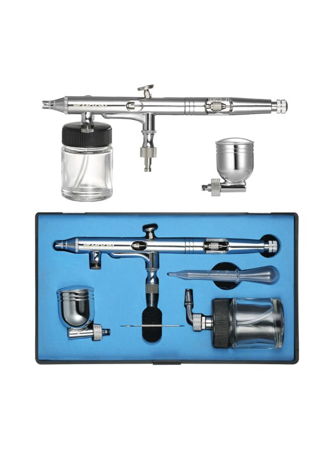 NIBEMINENT Professional Dual-Action Airbrush Kit Set Silver/Black/Blue 15.2x1.2x5.8cm  - Image 3
