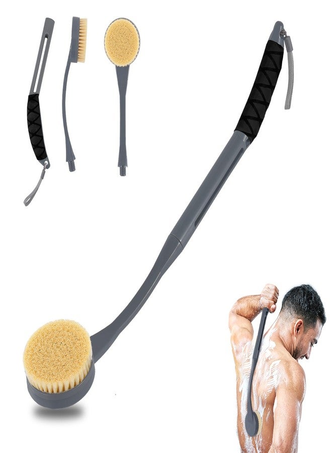 Gobiteli Back Scrubber for Shower,20.5" Long Handle Shower Brush for Body for Deep Clean,Back Brush for Shower for Men Women(Grey) - Image 1