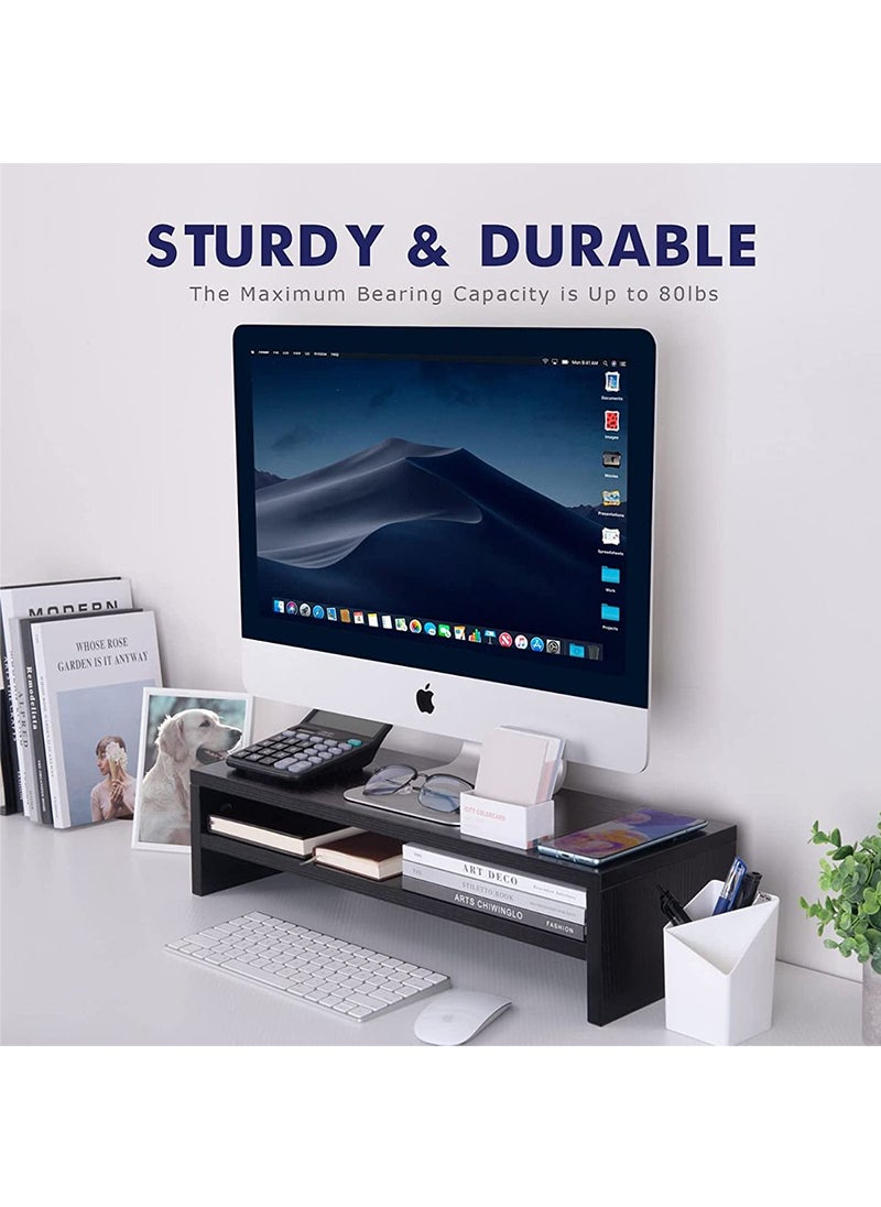 Mahmayi - Mahmayi Black MSR-BLK Modernistic Monitor Stand Riser for Laptop Computer/TV/PC/Printer, Multifunctional Home Systems - Image 1