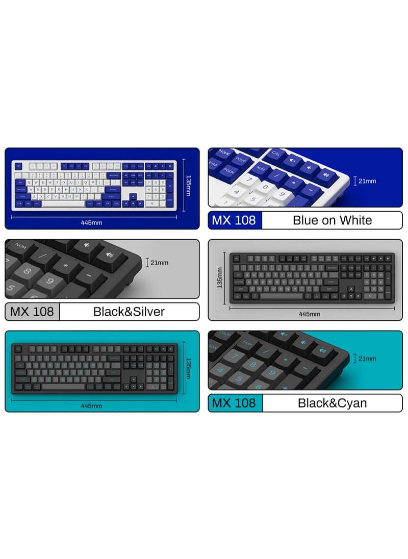 Akko MX108 MonsGeek Wireless Keyboard and Mouse Combo - Blue on White