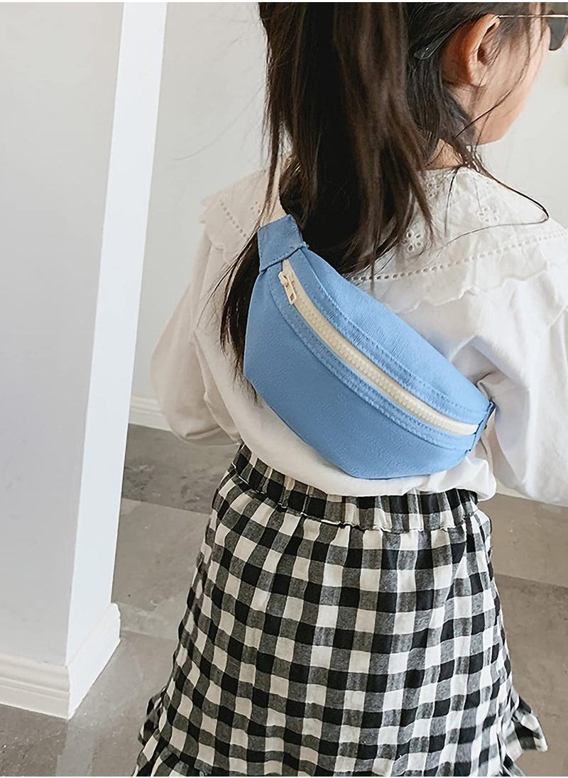 Generic - Waist Pack for Kid, Solid Canvas Chest Crossbody Purse Bags, Fashion Belt Bags Gifts for Teen Girls, Bag for Travel Hiking Cycling Running, Blue - Image 1