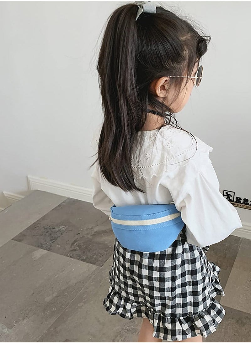 Generic - Waist Pack for Kid, Solid Canvas Chest Crossbody Purse Bags, Fashion Belt Bags Gifts for Teen Girls, Bag for Travel Hiking Cycling Running, Blue - Image 1