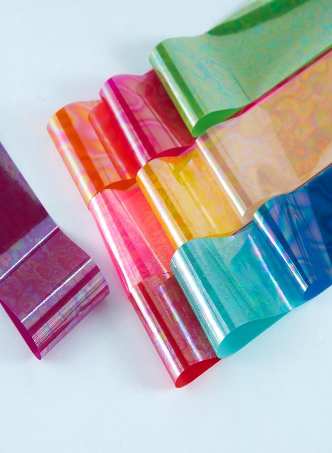 SILPECWEE 10 Rolls Aurora Nail Foil Paper, Holographic Nail Art Foil Transfer Colorful Laser Neon Nail Stickers Fingernail Wraps Nail Art Decoration Accessories - Image 2