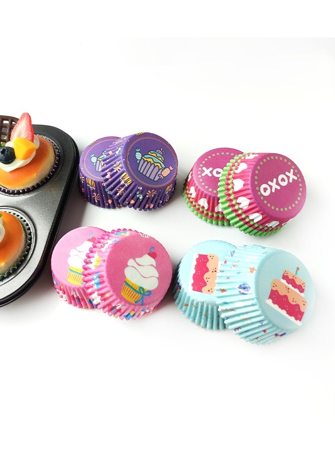 100PCS, cake liner (multi-color random mixed hair), baking cup non-stick, cake baking paper, muffin chocolate liner, cake baking cup mold, cupcake mold. - Image 1