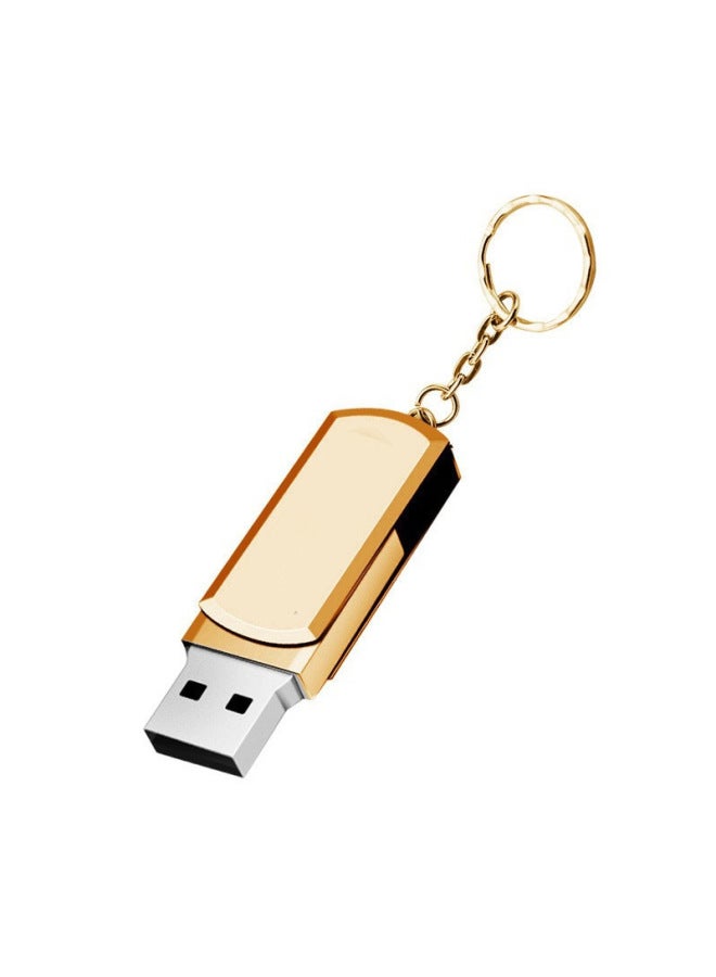 Gift Lettering Rotating USB Flash Disk 16g Small Fat Man Car 32G Metal 8g64g High Speed USB Flash Disk 128g-Color:Gold-Capacity:USB 3.0 32GB - Image 1