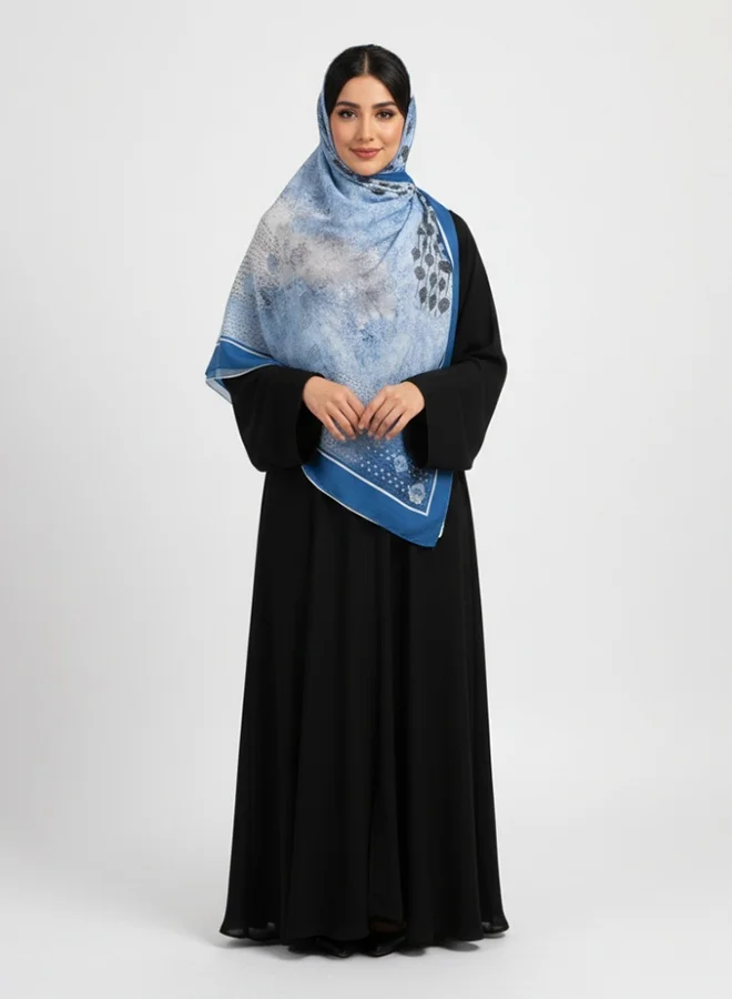 lamha abaya Blue Flow Scarf – Chiffon with Soft Blue Gradients