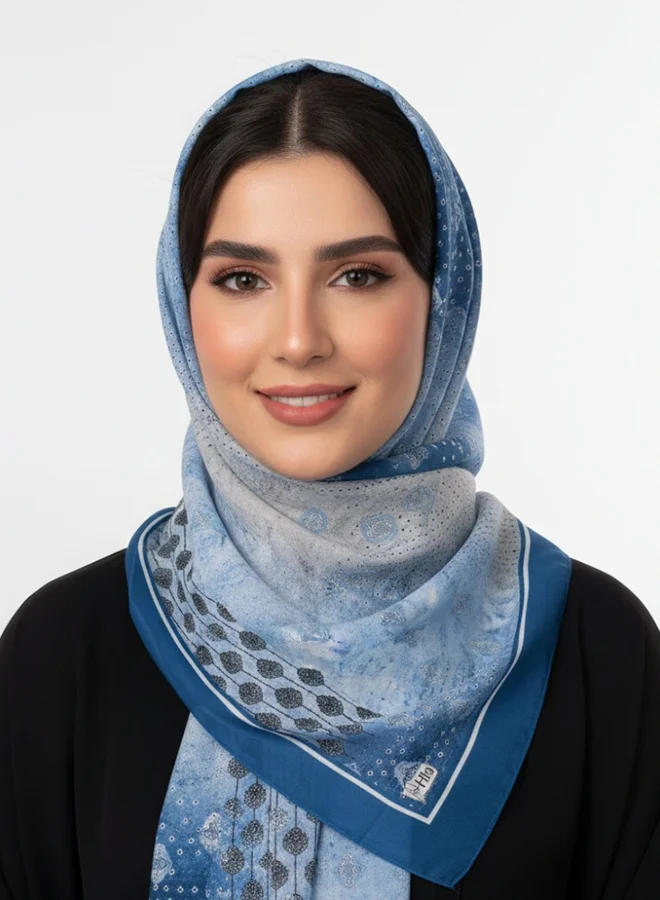 lamha abaya Blue Flow Scarf – Chiffon with Soft Blue Gradients