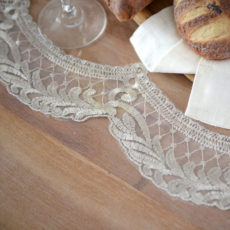 ARTABLE Vinyl PVC Rectangle Tablecloth Waterproof Clear Table Cover with Champagne Lace Macrame Border for Wedding Kitchen Home Outdoor Indoor Holidays Party Decor (Stone, 60 x 104 Inch) - Image 5