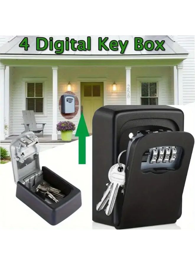 Wall Mounted Key Safe With Combination Lock Protective Cover Black - Image 1