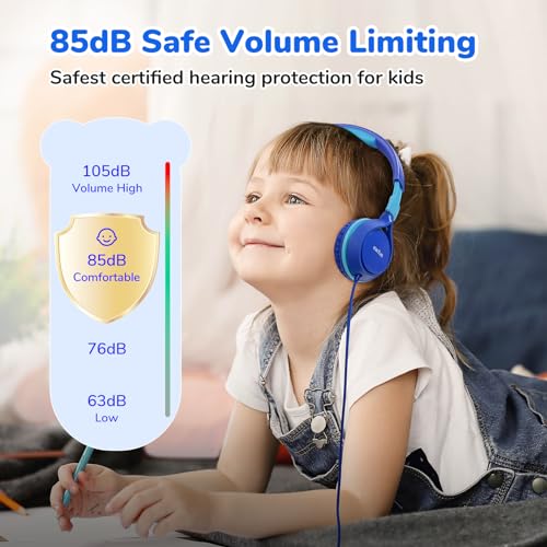 EarFun S1 Kids Headphones, Foldable Wired Headphones for Kids, 85dB Volume Limit, Stereo Sound, Adjustable Headband, Portable Lightweight On-Ear Headphone for School/Travel/Boys/Girls/PC/Tablet - Image 2
