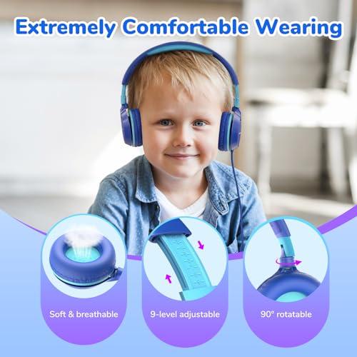 EarFun S1 Kids Headphones, Foldable Wired Headphones for Kids, 85dB Volume Limit, Stereo Sound, Adjustable Headband, Portable Lightweight On-Ear Headphone for School/Travel/Boys/Girls/PC/Tablet - Image 3