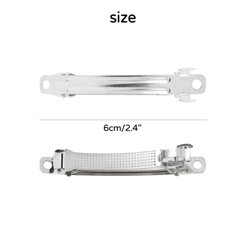 Dizila 50 Pack 6cm/2.4 Inch Plain Blank Silver Metal DIY Craft French Barrettes Automatic Spring Snap Hair Clips Clasps Accessories for Women Girls Teens - Image 2