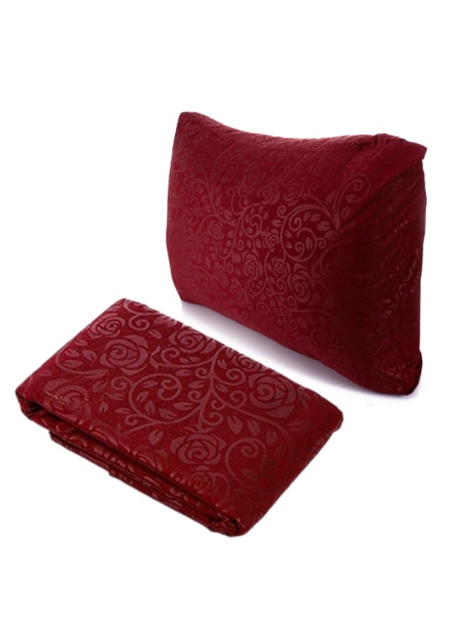 Snooze Fitted Jakared microfiber Bed Sheet Dark red flowery design and Free Pillowcase - Image 1