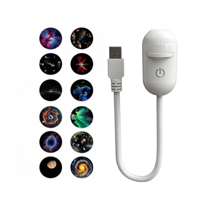 Starry Sky Projector 2-In-1 White - 360-Degree Flexible Gooseneck USB Night Light for Bedroom Car Sleep Aid Home Decor - Image 1