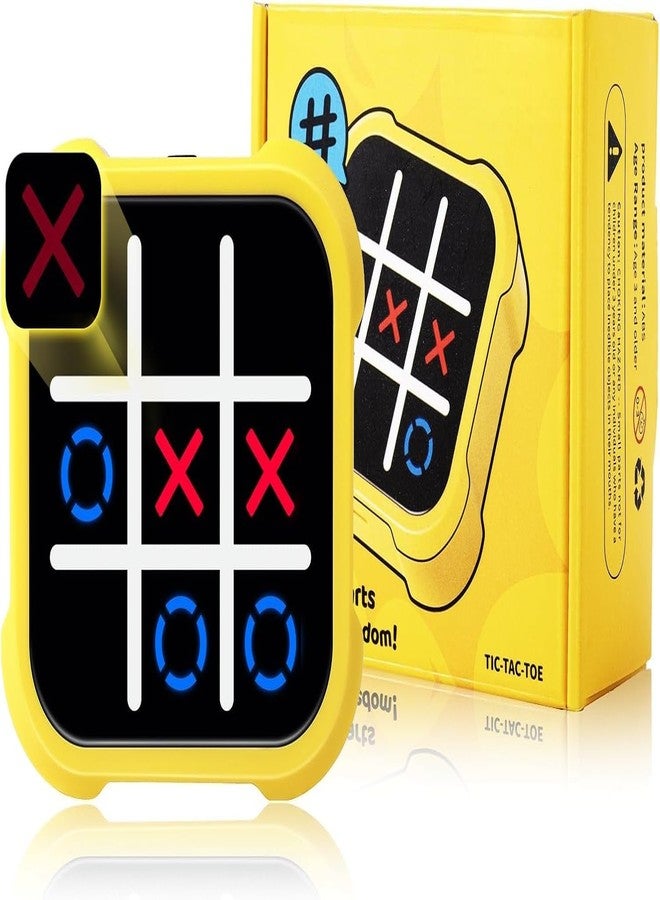 SELLFUN 3 in 1 Electronic Tic Tac Toe Game, Handheld Digital Tic Tac Toe Bolt Game with Silent Mode, Portable Learing Toy Gift for Kids & Adults, Blue (One Pack) (Yellow) - Image 1