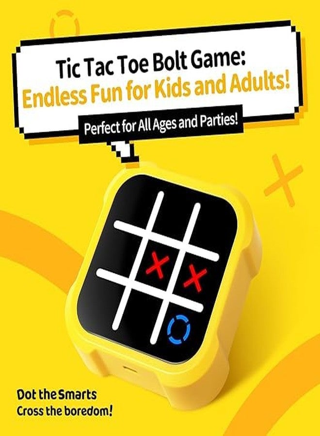 SELLFUN 3 in 1 Electronic Tic Tac Toe Game, Handheld Digital Tic Tac Toe Bolt Game with Silent Mode, Portable Learing Toy Gift for Kids & Adults, Blue (One Pack) (Yellow) - Image 2