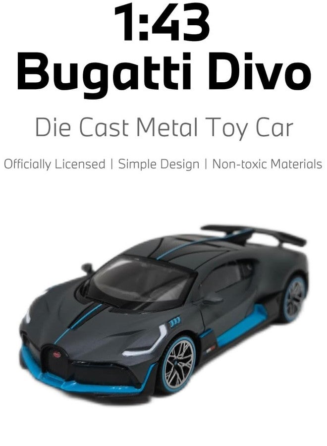 راستار سيارة لعبة معدنية مصبوبة من RASTAR 64000 بمقياس 1:43 لسيارة Bugatti DIVO المرخصة رسميًا مع عجلات حرة - سيارة نموذجية متينة للعب والعرض - هدية مثالية لمحبي السيارات من عمر 3 سنوات فما فوق (رمادي) - Image 3